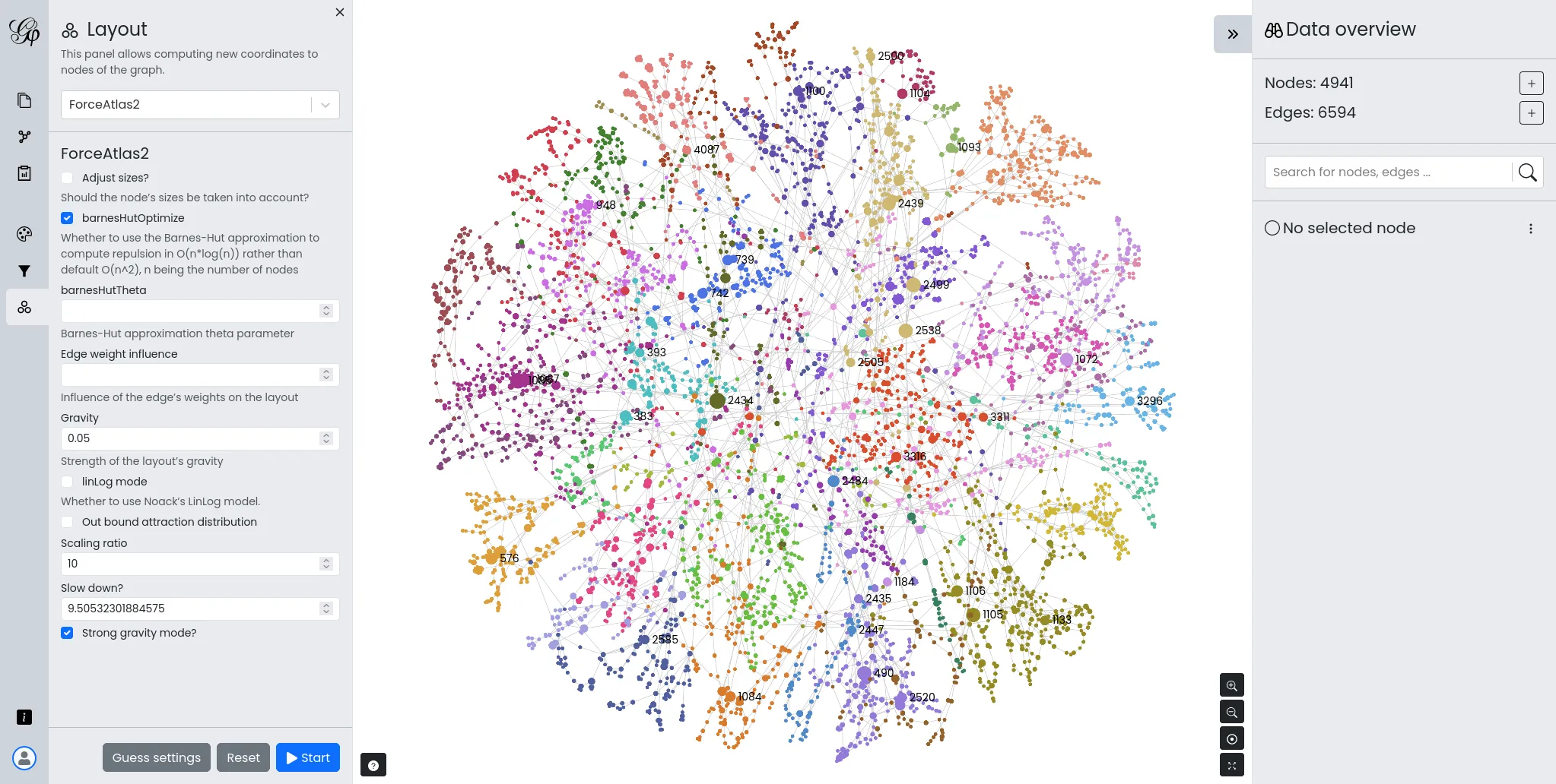 Capture d'écran de Gephi Lite Capture d'écran de Gephi Lite