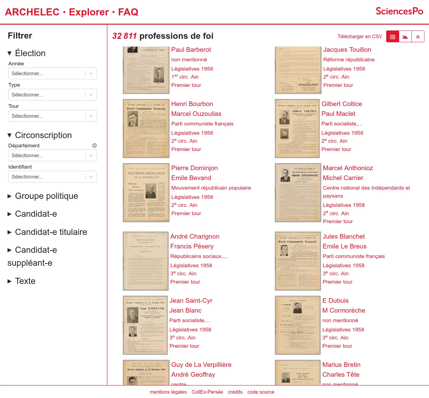 A faceted search engine on legislative elections' candidates' professions of faith.