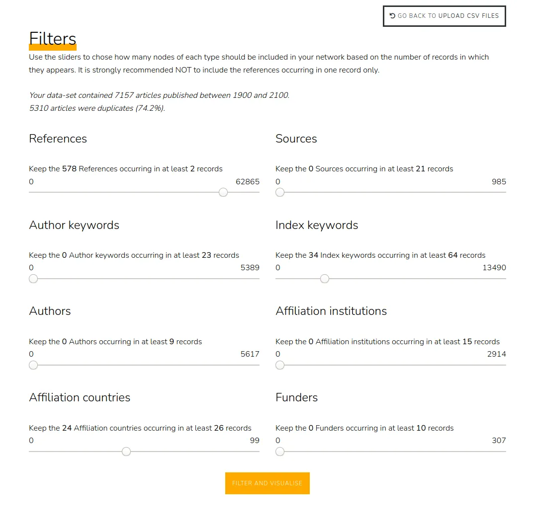 After parsing and indexation: filters settings.