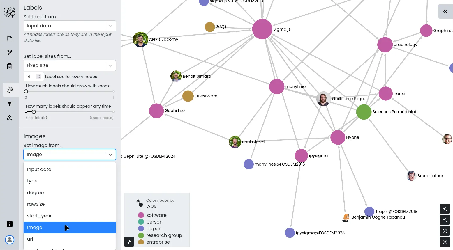 In the graph appearance panel