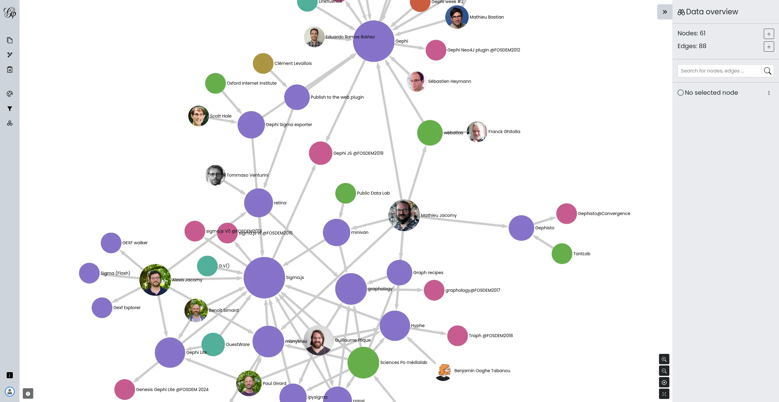 Affichage d'images dans les noeuds dans Gephi Lite