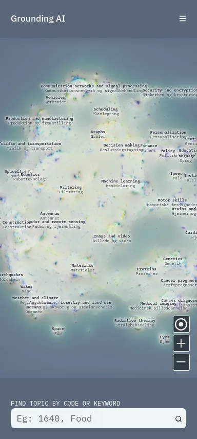 The application also works on mobile, to let visitors explore it while they walk on the physical map.