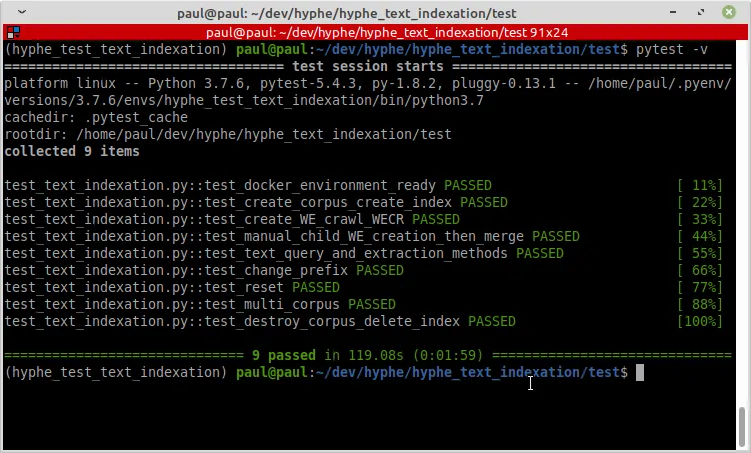 Tests fonctionnels du processus d'indexation