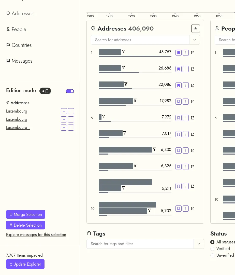 Short view of LETTERBOX's edition interface.