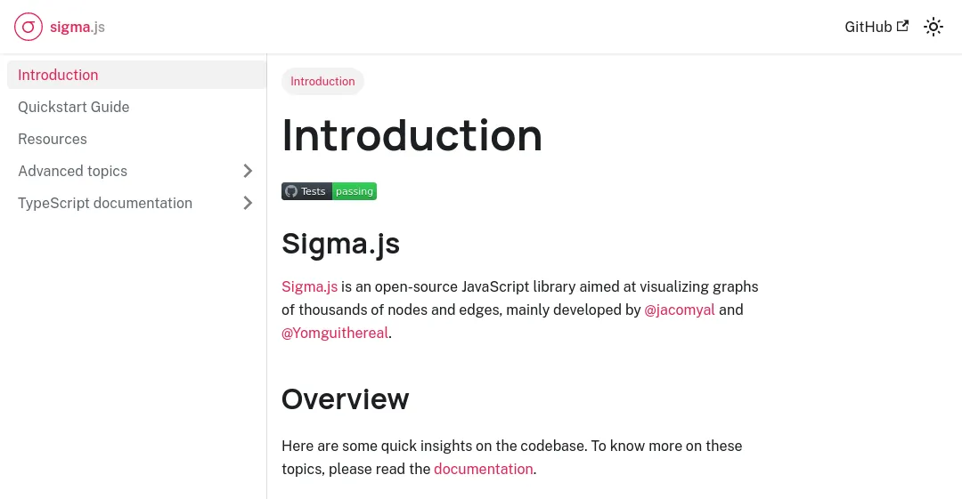 The homepage of the new sigma documentation